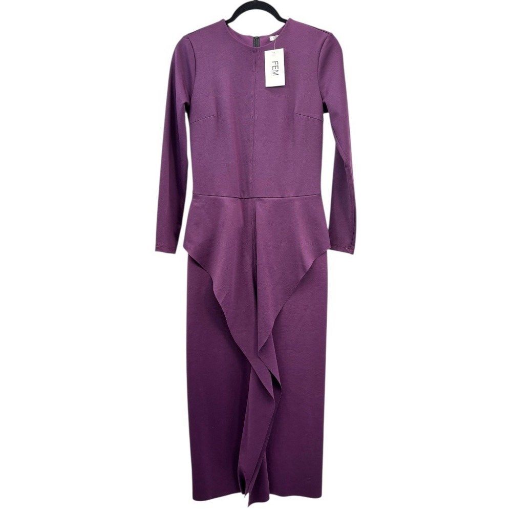 FEM Women's Purple Long Sleeve Midi Dress - Size‎ Medium